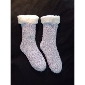 Super soft thick winter slipper socks white & purple